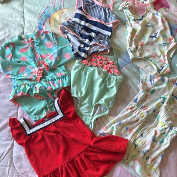 Baby girl Swimsuits and coverup bundle for age (3-6 months to 12-18) - Picture 1 of 15